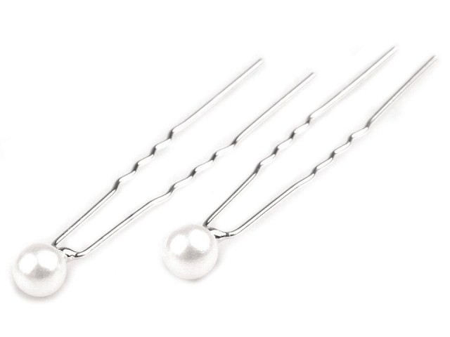 Vlásenka s perlou 8 mm - 2 ks - bílá perleť