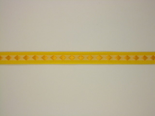 Plátnová stuha 10 mm se vzorem piky ŽLUTÁ svazek 10 m