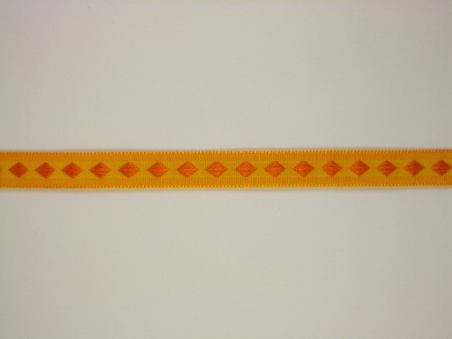 Plátnová stuha 10 mm se vzorem piky ORANŽOVÁ svazek 10 m