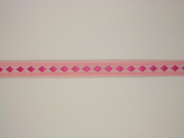 Plátnová stuha 10 mm se vzorem piky RŮŽOVÁÁ svazek 10 m