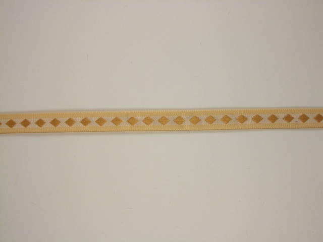 Plátnová stuha 10 mm se vzorem piky BÉŽOVÁ svazek 10 m