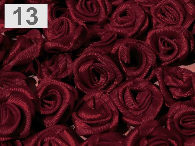 Textilní růžička 13 - 15 mm - rudá 13