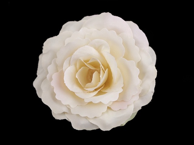 Umělý květ růže 80 mm krémová sv.