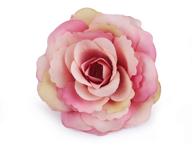 Umělý květ růže 80 mm růžová tm.