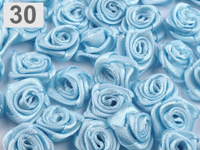 Textilní růžička 13 - 15 mm - bledě modrá 30