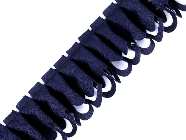 Volánek žoržetový vysekávaný šíře 45 mm modrá tmavá
