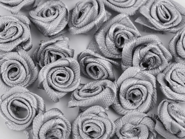 Textilní růžička 13 - 15 mm - šedá - balení