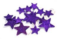 Dekorační glitrová hvězdička PLOCHÁ - tmavě fialová