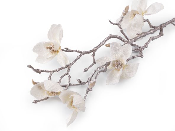 Umělá magnolie ojíněná metalická 65 cm