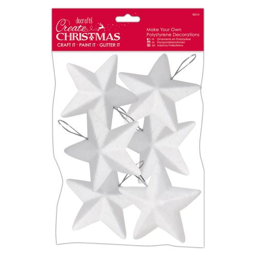 Vánoční polystyrénové dekorace 6ks / 10cm - hvězdy