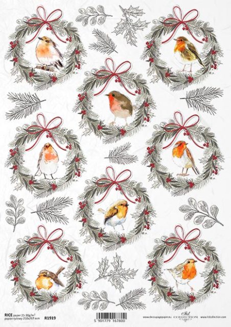 Rýžový papír A4 pro tvoření - Vánoce, ptáčci