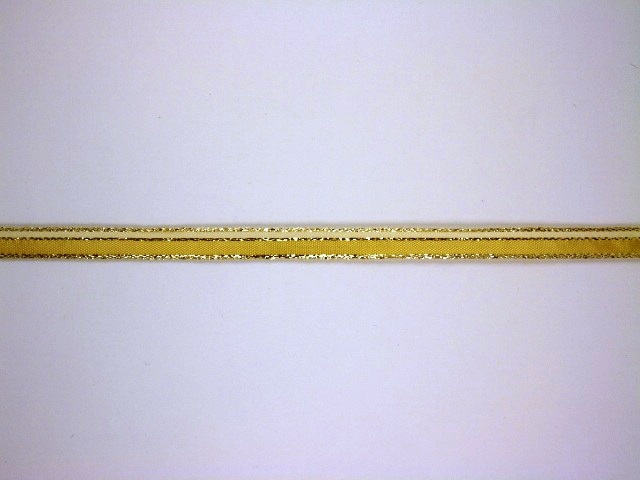 Plátnová stuha s metaloplastem, monofilem a vlascem 10 mm ZLATÁ