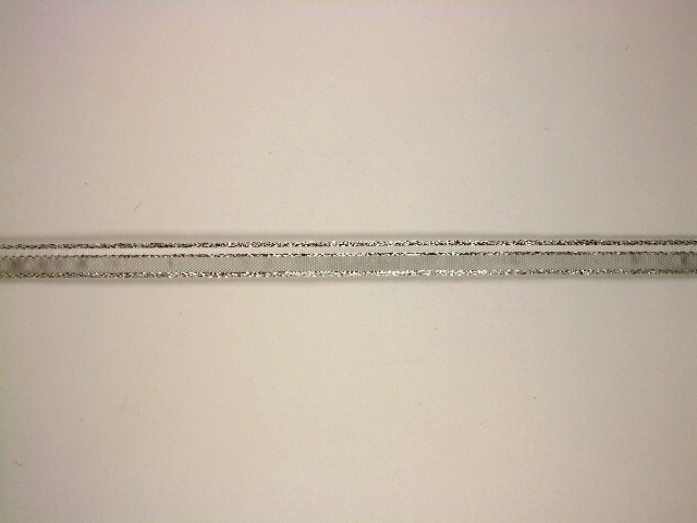 Plátnová stuha s metaloplastem, monofilem a vlascem 10 mm STŘÍBRNÁ