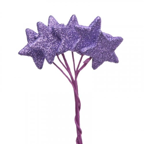 hvězda na drátku + glitter lila