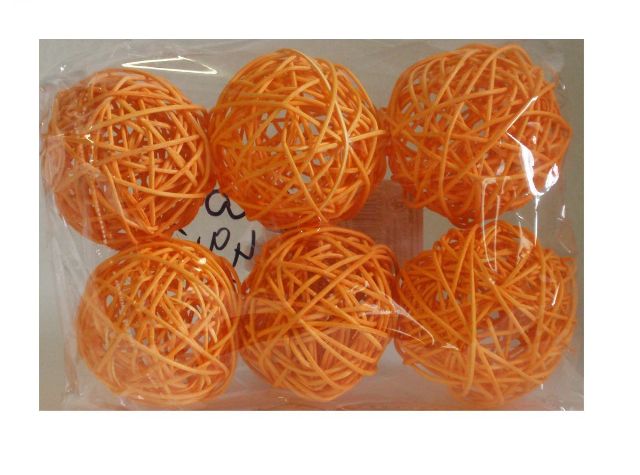 Dekorační ratanové koule 7 cm - oranžová