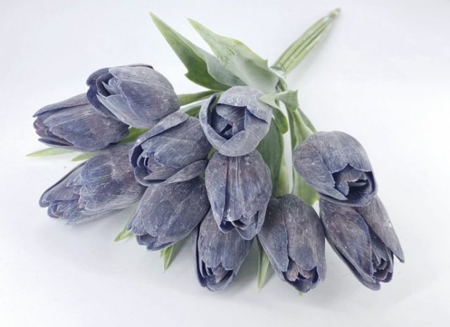 tulipán s listem (6 ks) - ostružinová