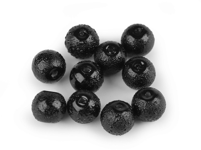 Skleněné voskové perly vroubkované 8 mm - 40 ks černá