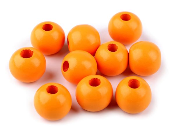 Dřevěné korálky 25 mm - 10 ks - oranžová