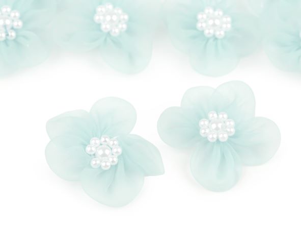 Monofilový květ s perličkami 30 mm - mint
