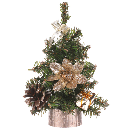 Stromeček ozdobený, umělá vánoční dekorace, barva měděná