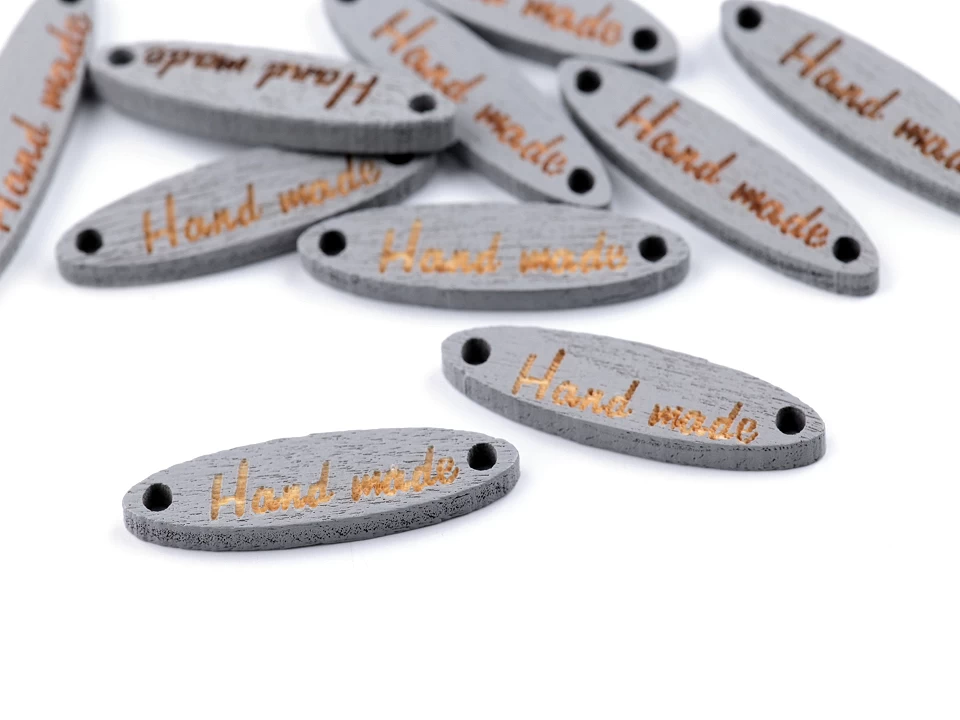 Dřevěná cedulka / ozdoba Handmade 6x27 mm ŠEDÁ