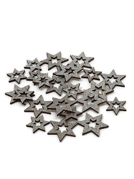 Hvězdy S/24 dřevo - stříbrná