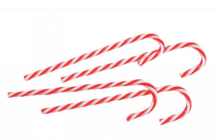 vánoční berlička - candy cane (4ks) - bílá/červená
