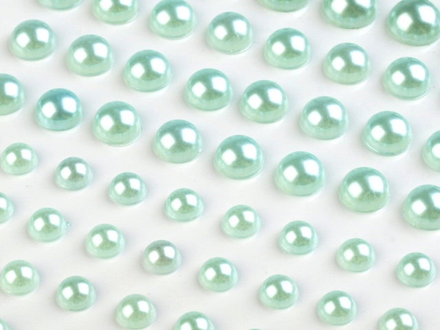Samolepící perly 6-12 mm - zelenkavá