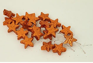 Dekorační glitrováí hvězdička 3 cm - měděná