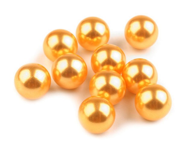 Voskovaná perla 1 cm bez dírky - oranžovožlutá