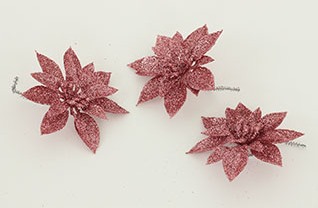 Dekorační glitrová květina růžová 8 cm