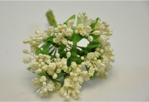 Přízdoba, drobný květ 11 cm - střapatá - krémová