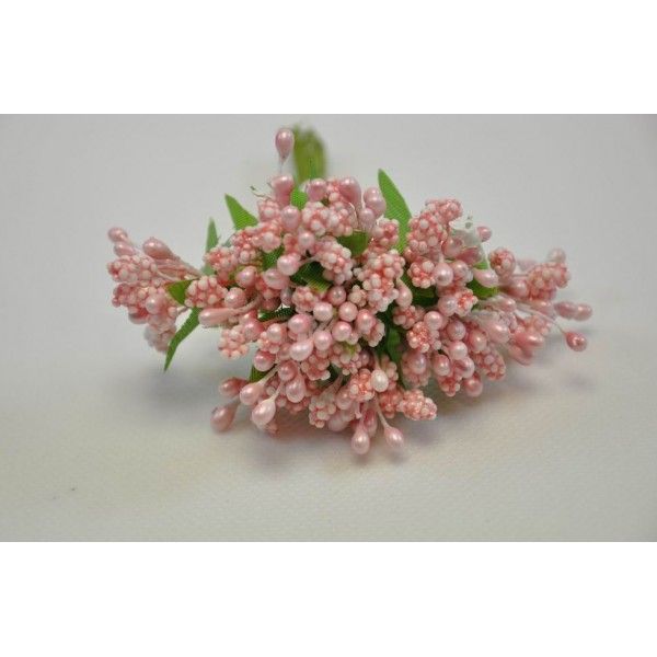 Přízdoba, drobný květ 11 cm - růžová - střapatá