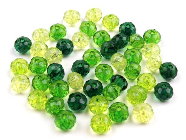 Korálky broušené slavík 6 x 8 mm - 10 g -  zelená