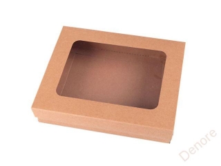 Papírová krabice natural s průhledem 21 x 23 cm