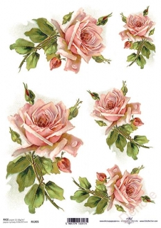 Rýžový papír A4 pro tvoření - Růžové růže