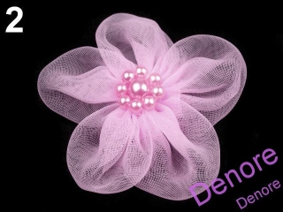 Monofilový květ s perličkami 40 mm - lila