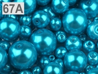 Skleněné voskové perly mix velikostí 4 - 12 mm TYRKYS MOŘSKÝ