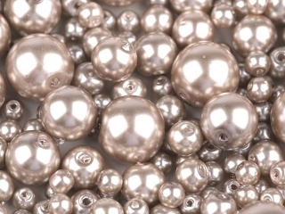Skleněné voskové perly mix velikostí 4 - 12 mm HNĚDÁ SVĚTLÁ