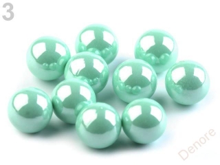 Dekorační kuličky - perly bez dírek 10 mm lesklé MINT