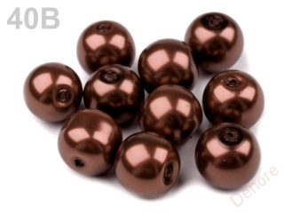 Skleněné voskové perly 8 mm HNĚDÁ TMAVÁ 50 g