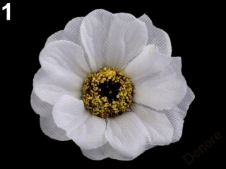 Umělý květ čajová růže 50 mm BÍLÁ