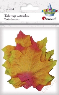 Dekorace, javorové listy, červená,zelená, oranžová, 80x75mm - 10 ks