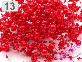 Perličky na silonu 7 mm - červená jahoda 13 - 130 cm