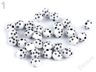 Plastové korálky s hvězdičkami 8 mm BÍLÁ