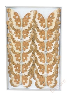 Dekorační motýl velký 12 cm, clip DŘEVĚNÝ