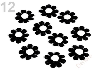 Květina 27 mm textilní - černá