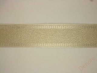 Stuha polyesterová s vetkaným motivem šíře 35 mm BÍLÉ ZLATO