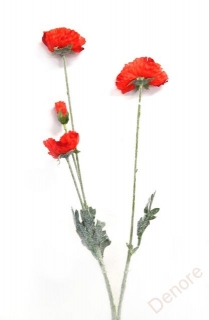 Umělé květiny svazek, 70 cm, vlčí mák červený