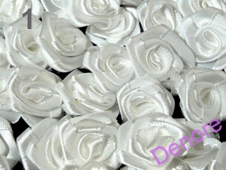 Textilní růžička 13 - 15 mm - bílá